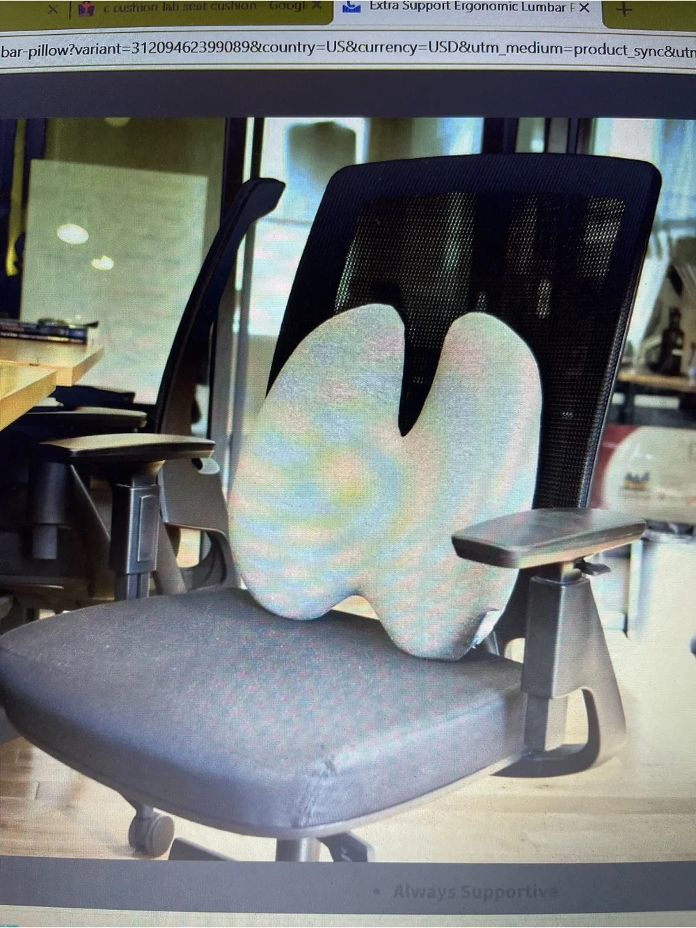 Cushion Lab - Black Ergonomic Memory Foam Lumbar Cushion - Home Comfort